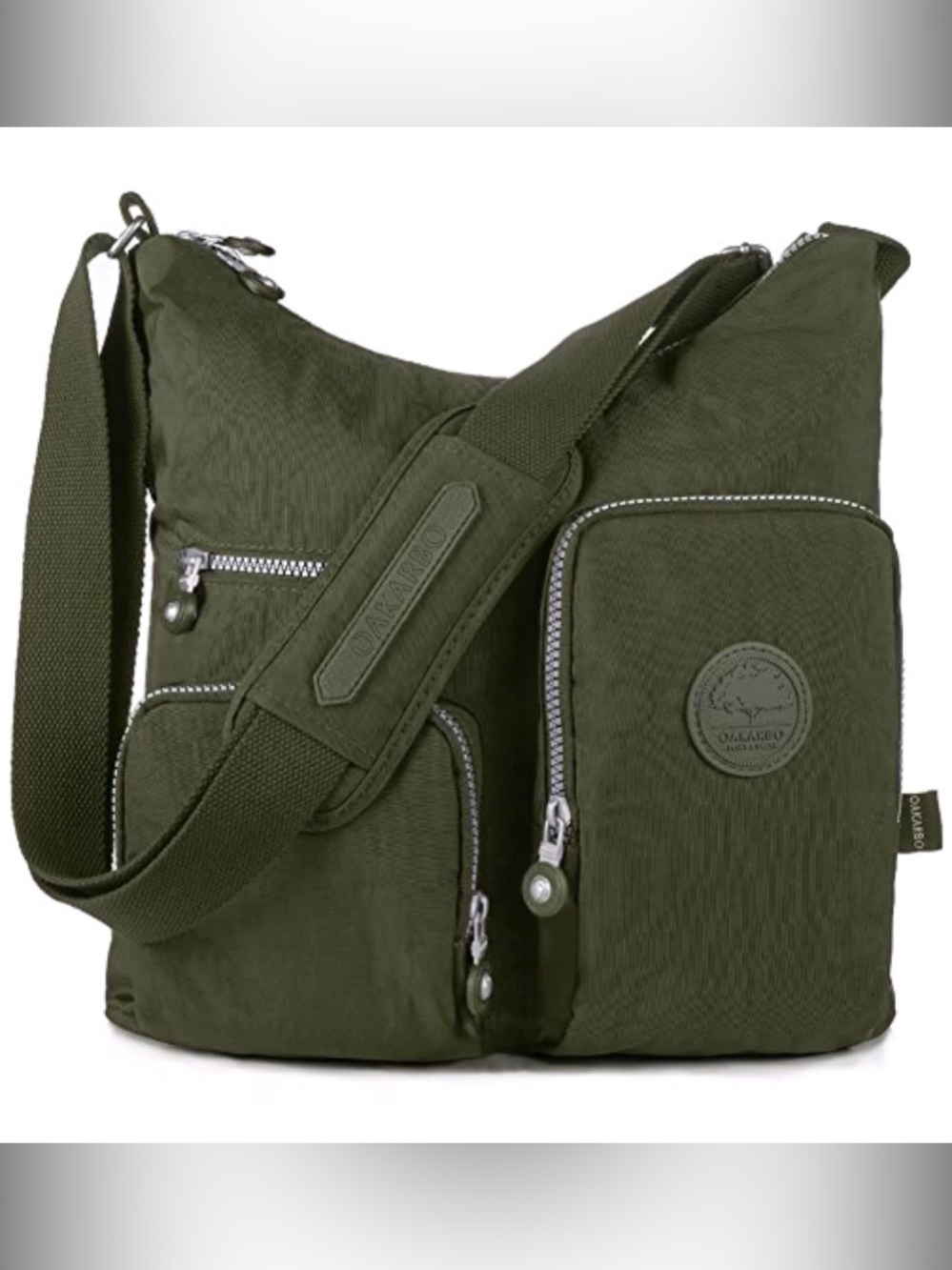 Oakarbo Nylon Multi Pocket Crossbody Bag in Olive NWOT